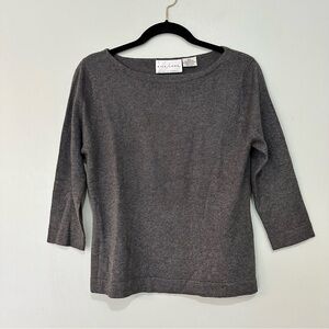 Silk Lore Vintage Basic Top 3/4 sleeve shirt gray silk cashmere blend small